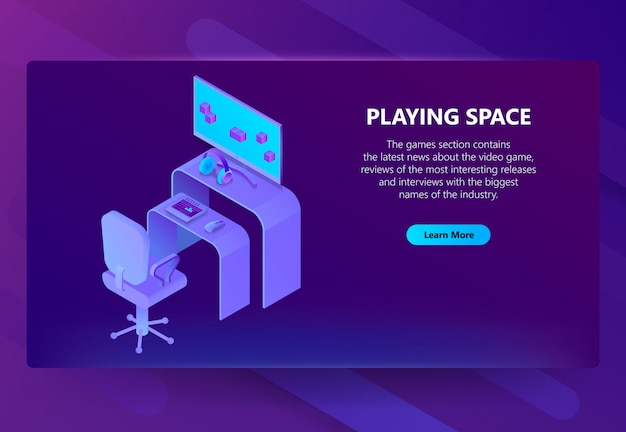 Free vector 3d isometric gaming site, entertainment news