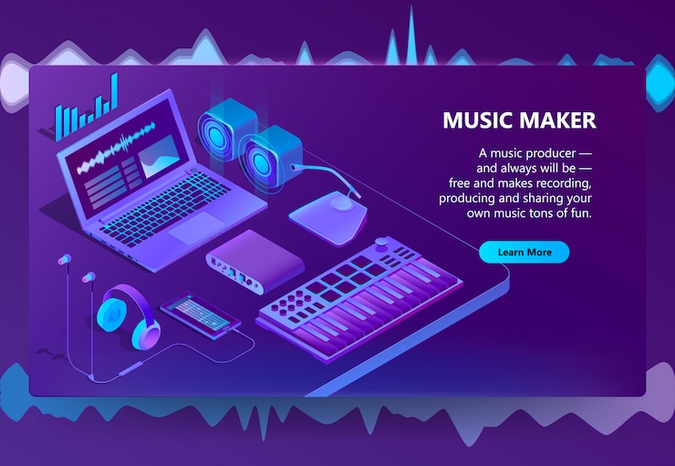 Free Vector 3d isometric site for music making