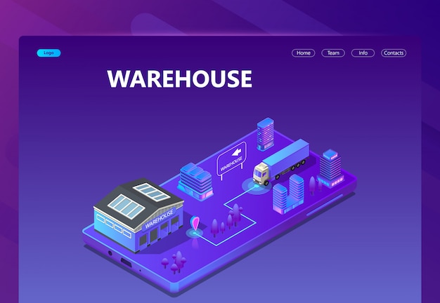 3d isometric site - warehouse with tracking