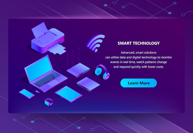 Free vector 3d isometric ultraviolet web page template