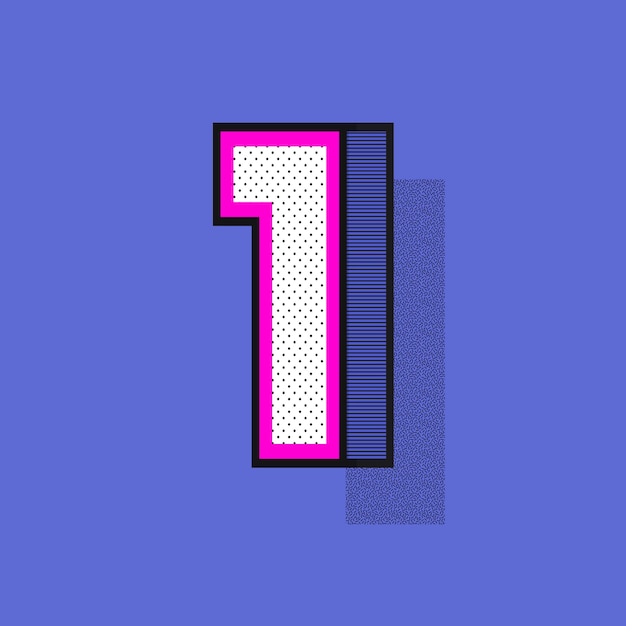 3D Letter 1 in halftone style