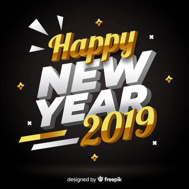 3d lettering new year 2019 