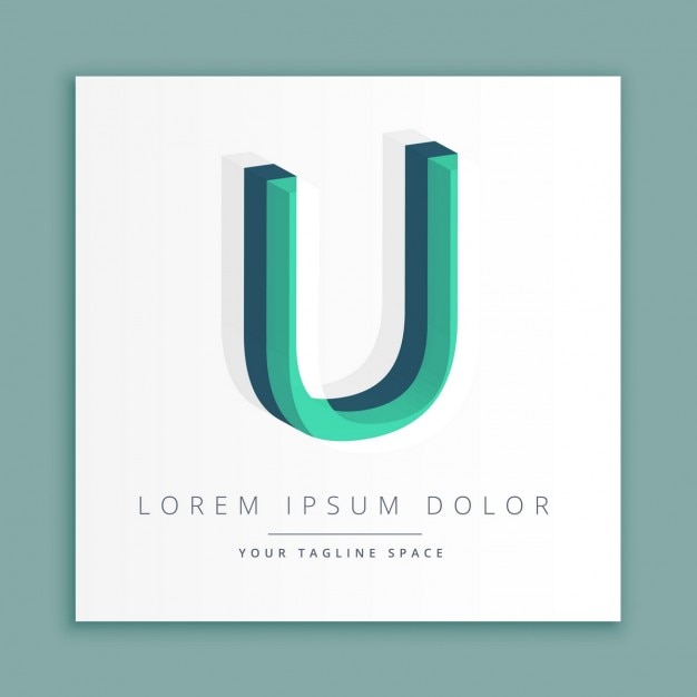 Free vector 3d logo with letter u