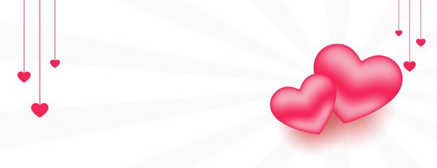 3d love hearts banner with text space