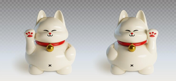 Free Vector 3d lucky cat japanese cute animal illustration