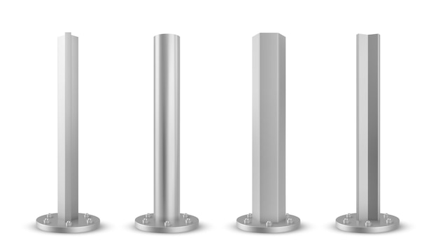 3d metal steel pole iron column pipe or post sign