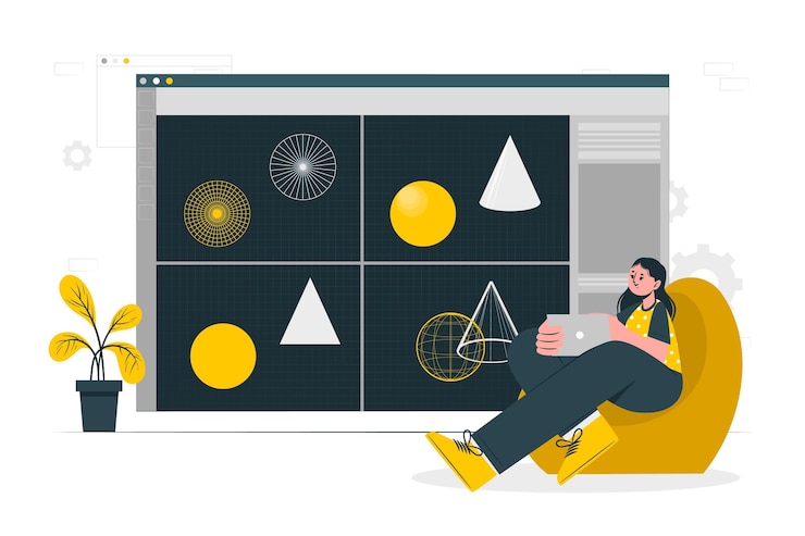 Free Vector 3d modeling concept illustration