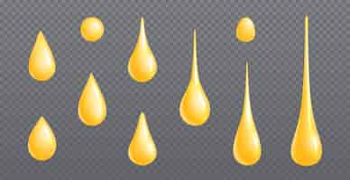Free vector 3d olive oil drop golden honey droplet vector