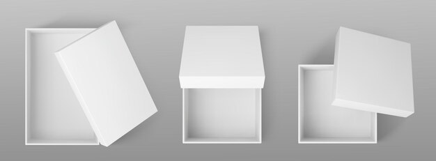 3D открытая пустая белая подарочная коробка пустой макет верхнего вида