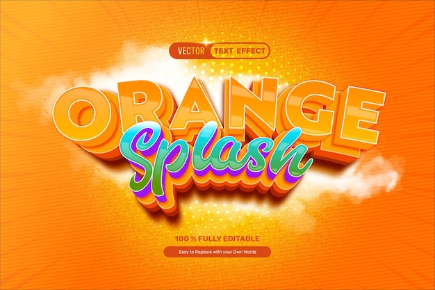 Vettore gratuito effetto di testo 3d orange splash