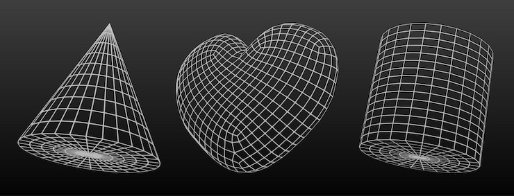 मुफ़्त वेक्टर 3d outline wireframe geometric shapes