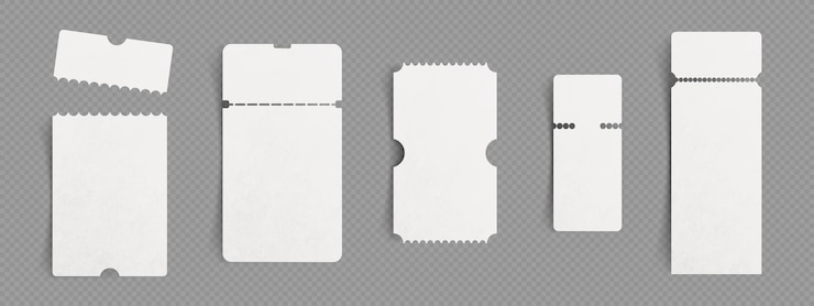 Free Vector 3d paper coupon or cinema ticket mockup template