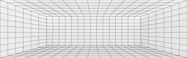 무료 벡터 와이어프레임 룸 배경의 3d 관점