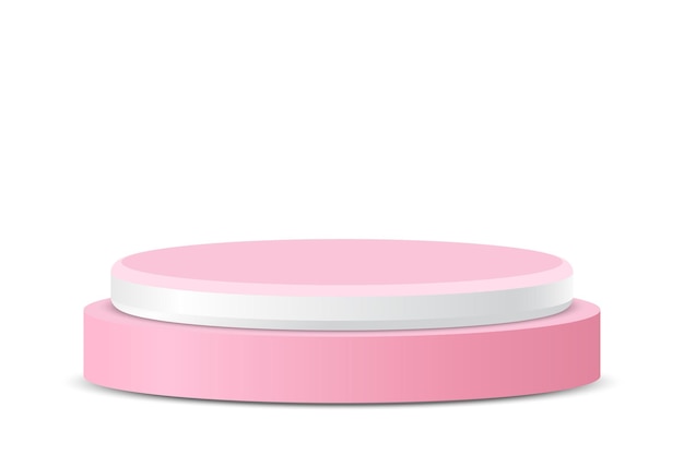 Free vector 3d pink and white round podium pedestal for displaying product presentations awards