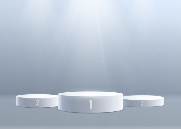 3d podium  background with light from above. first, second and third place. Numeric designation.