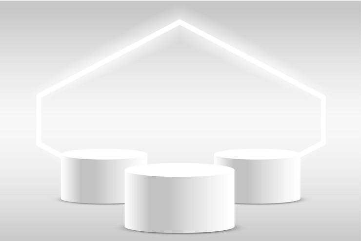 Free Vector 3d podium platforms for product display with neon lights