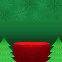 Free vector 3d podium with pine tree design for merry christmas