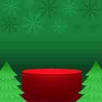 Free vector 3d podium with pine tree design for merry christmas