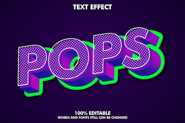 Бесплатное векторное изображение 3d текстовый эффект в стиле поп-арт с богатой текстурой