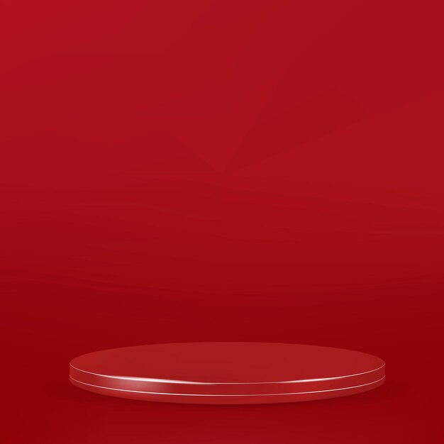 붉은 톤의 디스플레이 연단이있는 3D 제품 배경 벡터