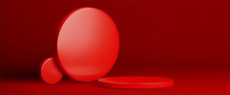 Free Vector 3d product podium in red studio room background