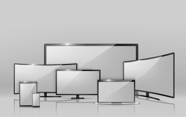 Free vector 3d realistic collection of different screens