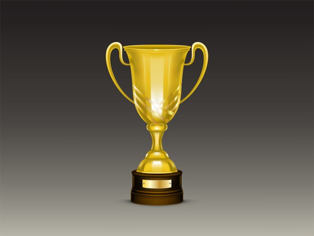 3d realistic cup, golden trophy for winner of competition, championship.