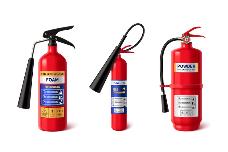 Free Vector 3d realistic fire extinguisher isolated vector