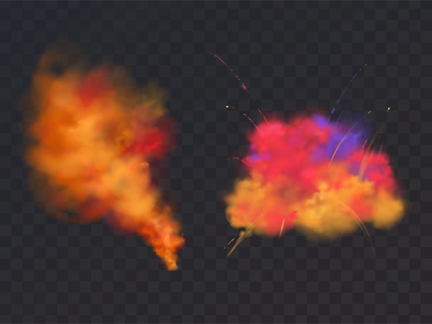 Free vector 3d realistic paint powder explosion on transparent background. symbol of holi festival