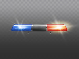 3d realistic red and blue flasher for police car. signal of ambulance or other municipal service