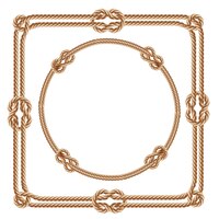 Free vector 3d realistic square and round frames, made from fiber ropes.