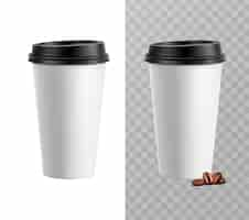 Free vector 3d realistic vector icon illustration paper coffee cup with black coffee lid