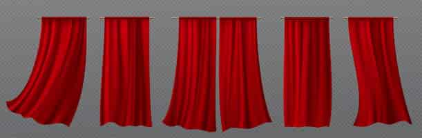 Vettore gratuito tenda di seta realistica del panno rosso del panneggio 3d