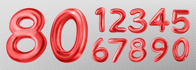 숫자의 3d 빨간 숫자 글꼴 풍선
