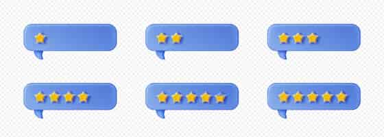 Free vector 3d render customer feedback stars in speech bubble