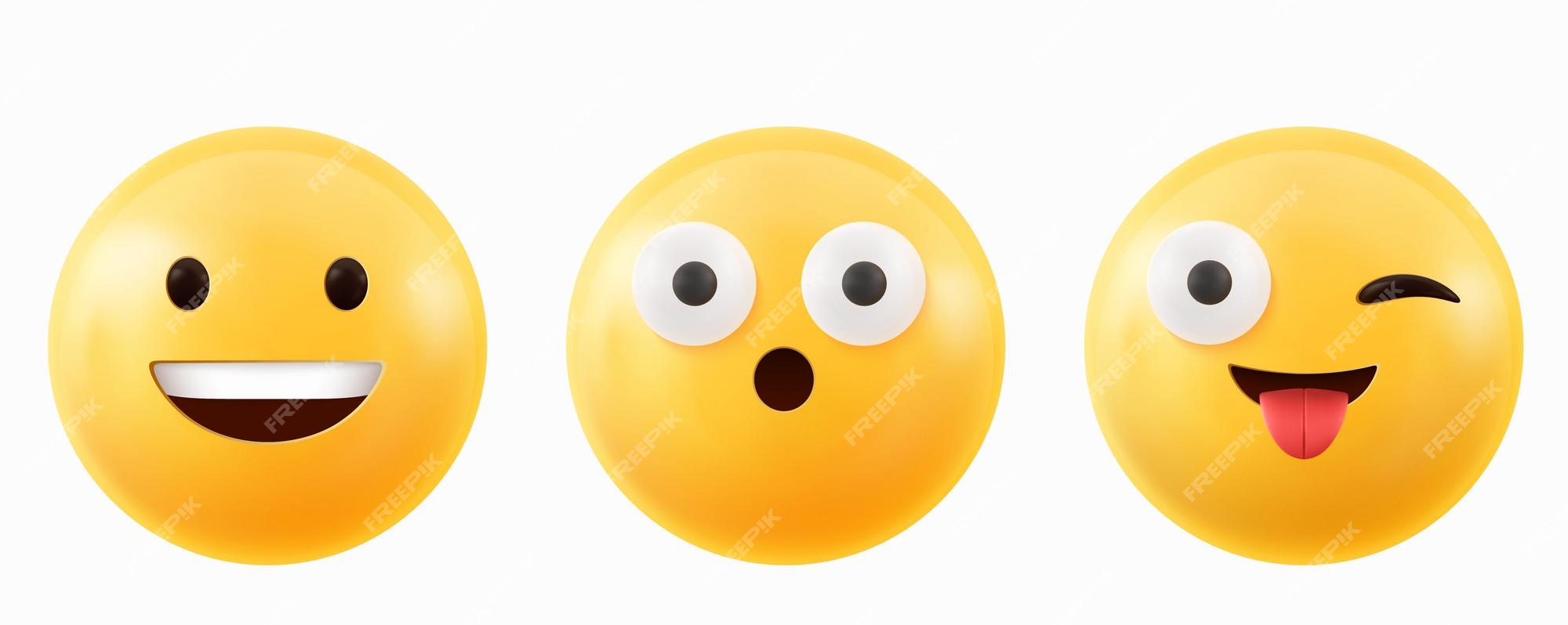 Free Vector | 3d render emoji face smile show tongue and wow