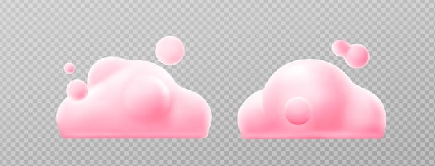 Free vector 3d render pink clouds fluffy spindrift eddies