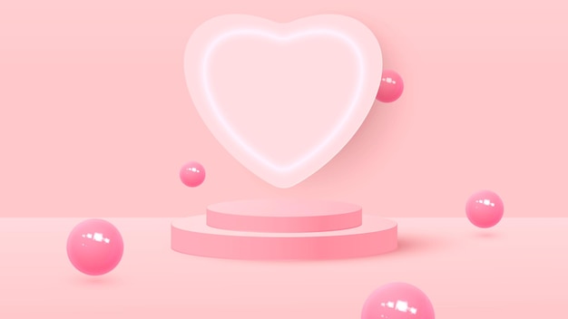 3d render of pink love valentine pastel stages background or texture. bright pastel podium or pedestal