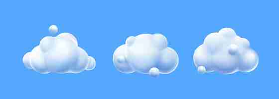 Free vector 3d render white clouds fluffy spindrift eddies