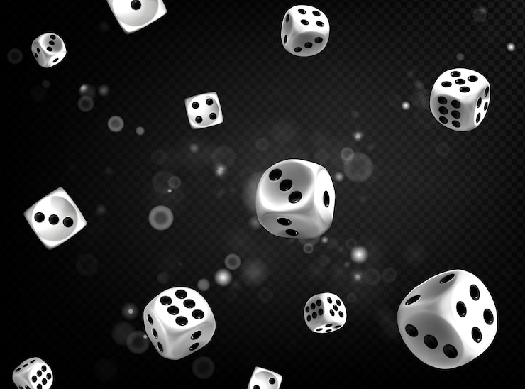 Free Vector 3d rendering of dices illustration
