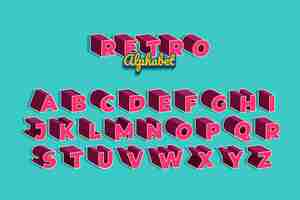 Free vector 3d retro alphabet collection