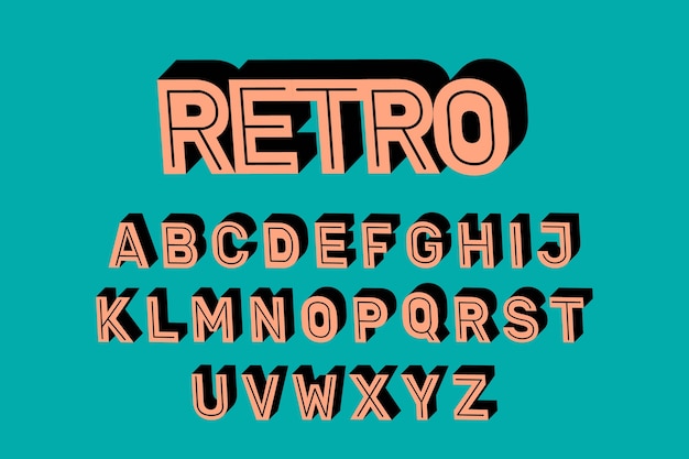 3d retro alphabet design