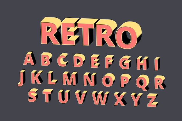 Free vector 3d retro alphabet style