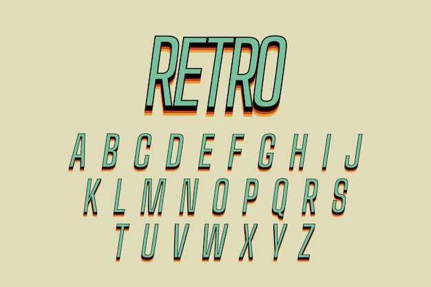 3d retro alphabet theme