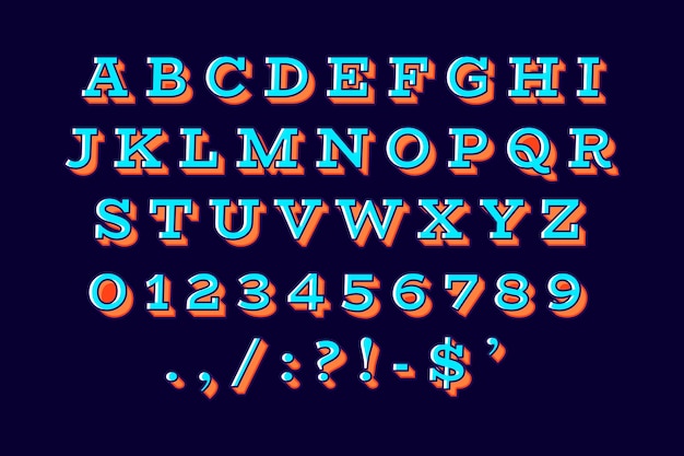 3d retro alphabet