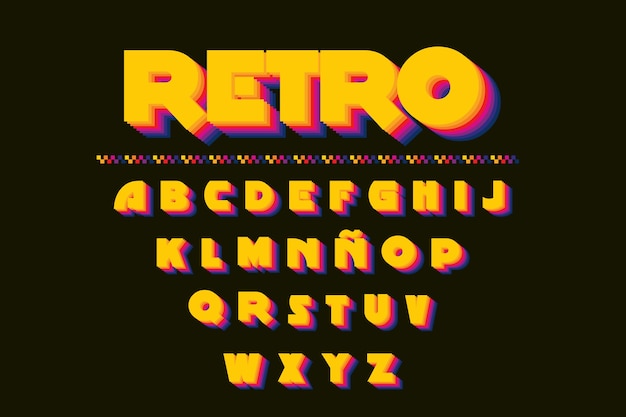 Free vector 3d retro alphabet