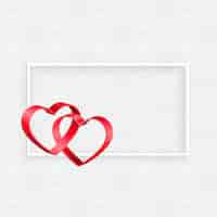 Free vector 3d ribbon hearts frame with text space