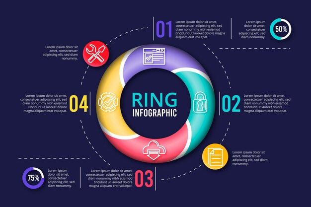 3d 링 infographic 컬렉션