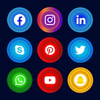 Premium Vector 3d Social Media Icon Button With Gradient Effect Set For Ux Ui Online Use Premium Vector 3d Social Media Icon Button With Gradient Effect Set For Ux Ui Online Use