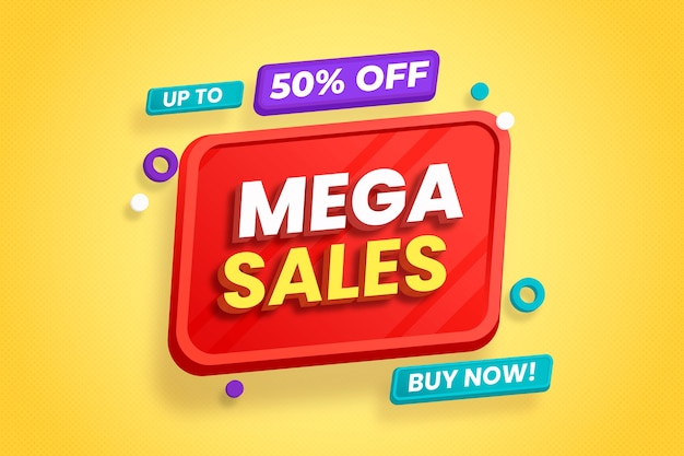 Free vector 3d sales background with colorful elements